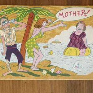 Mother Shipwrecked Couple Stuck With Mom Postcard Vintage Oversized Komik Kard