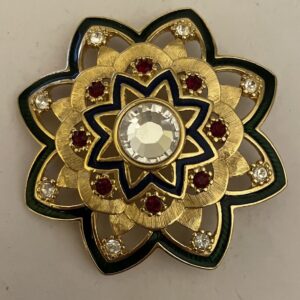 Camrose Kross Jackie Kennedy Gold Tone Rhinestones Flower Star Brooch Pin