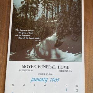Moyer Funeral Home Perkasie PA Calendar 1965 Vintage