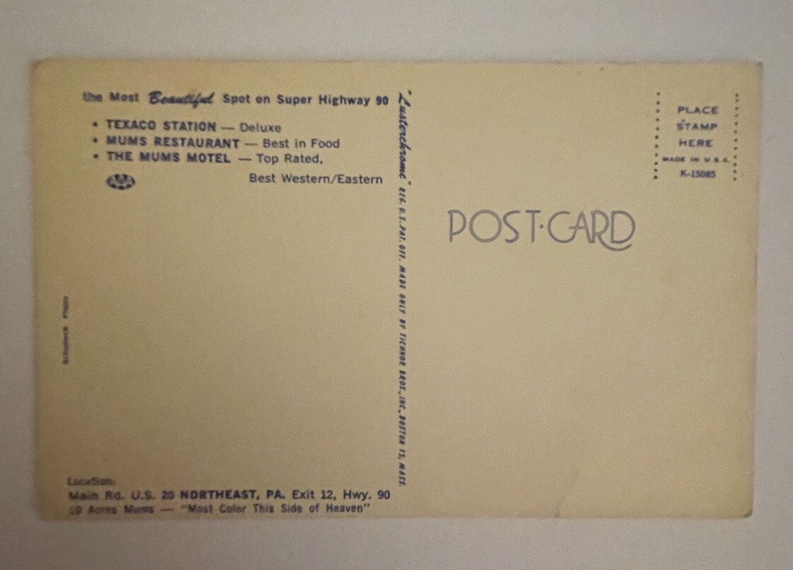 Texaco Gas Station Pennsylvania Postcard Mum's Motel Pennsylvania Hwy 90 - Image 4