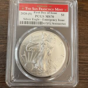 2020 S $1 American Silver Eagle PCGS MS70 Emergency Issue FDOI San Francisco