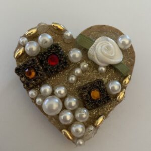 Decorative Beaded Heart Brooch Pin