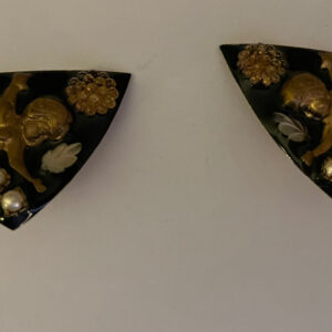 Black Triangle Shaped Flying Cherub Angel Clip On Earrings