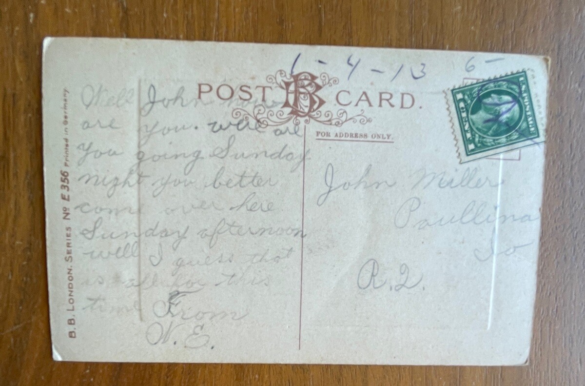 Roller Skating Couple Postcard Romance My Hands Are Engaged Birns Brothers - Image 4