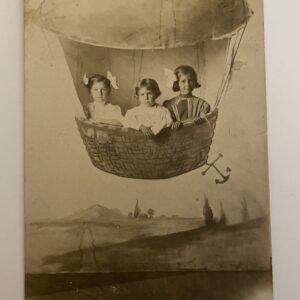 Three Kids In Hot Air Balloon Postcard RPPC Prop Photo