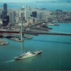 Santa Maria Mercedes Mariana Magdalena Ship Aerial View Skyscrapers Postcard