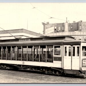 Harlem Shuttle Trolley Car Postcard RPPC. New York's Finest Eichler's Sign
