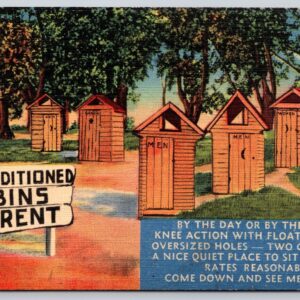 Air Conditioned Cabins For Rent Postcard Outhouses Postcard
