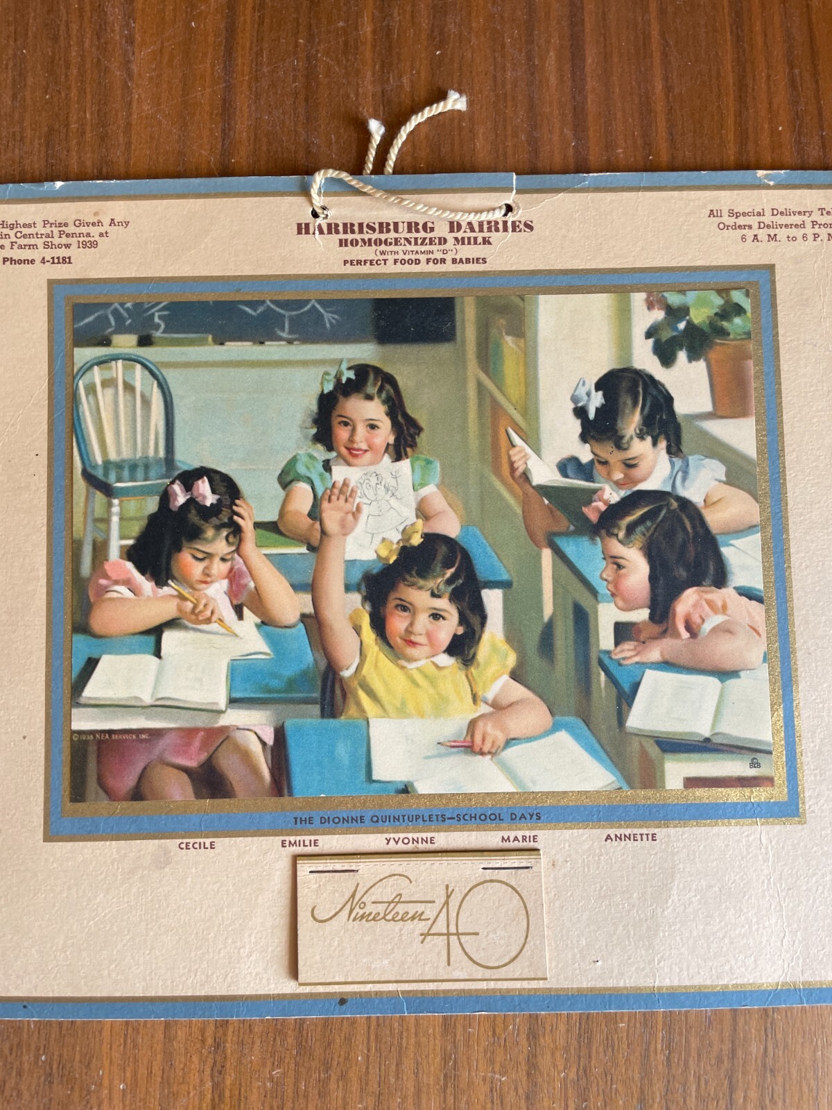 Dionne Quintuplets School Days Calendar Harrisburg Diaries 1940 Pennsylvania - Image 2