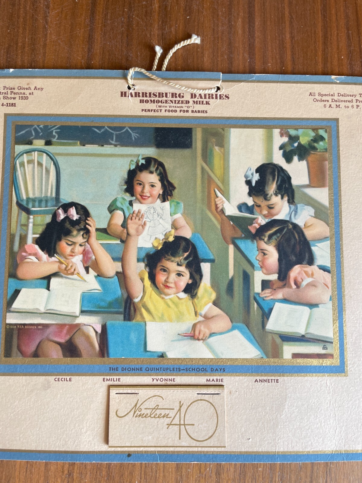 Dionne Quintuplets School Days Calendar Harrisburg Diaries 1940 Pennsylvania - Image 3