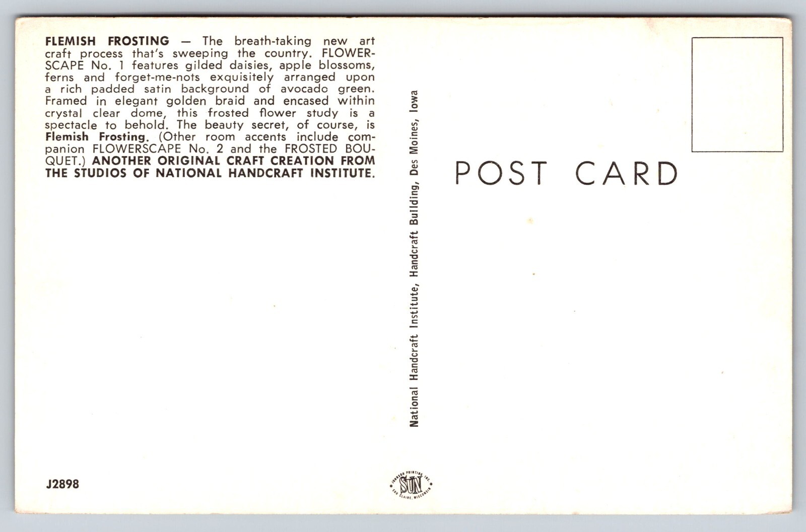 Flemish Frosting Postcard National Handcraft Advertising Postcard - Image 2