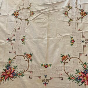 Floral Design White Table Cloth Rectangular Flowers White Tablecloth Colorfu