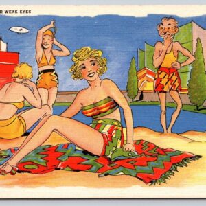 A Treat For Weak Eyes Sexy Girl On Beach Postcard