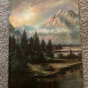 Trees And Mountains Landscape Art Print By May Ferris Smith