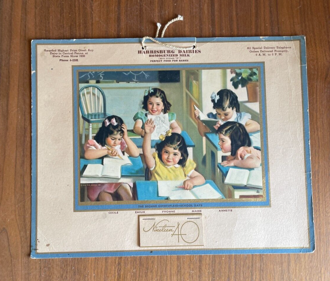 Dionne Quintuplets School Days Calendar Harrisburg Diaries 1940 Pennsylvania
