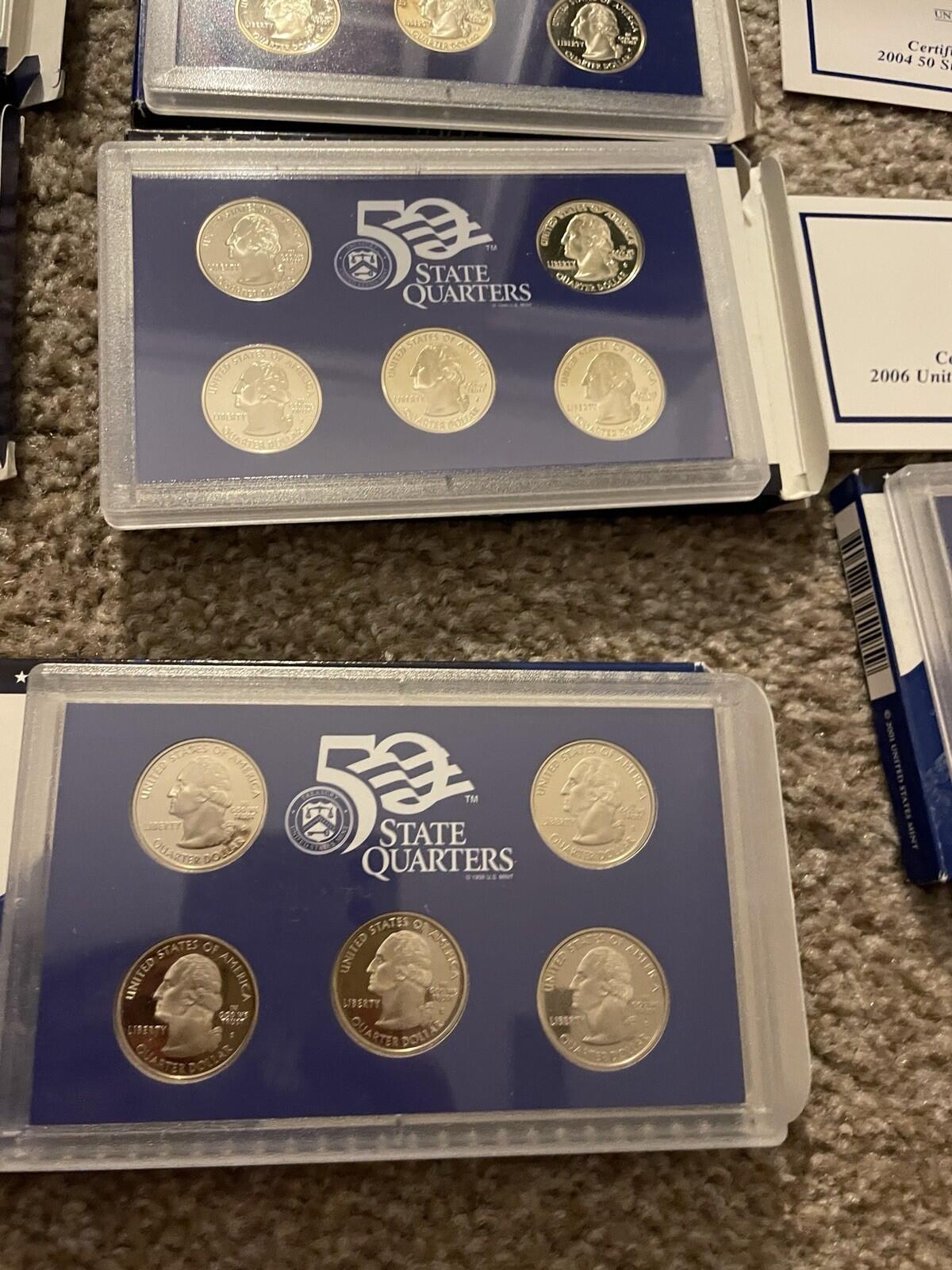 2000-2008 United States Mint 50 State Quarters Proof Sets W/COA 10 Sets - Image 8