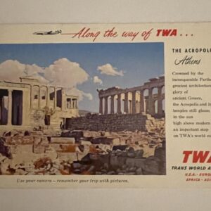 Along The Way Of TWA Trans World Airlines Postcard Acropolis Greece