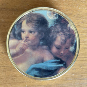 Angels Pill Box Organizer Gold Tone Cherubs Design 3 Compartments