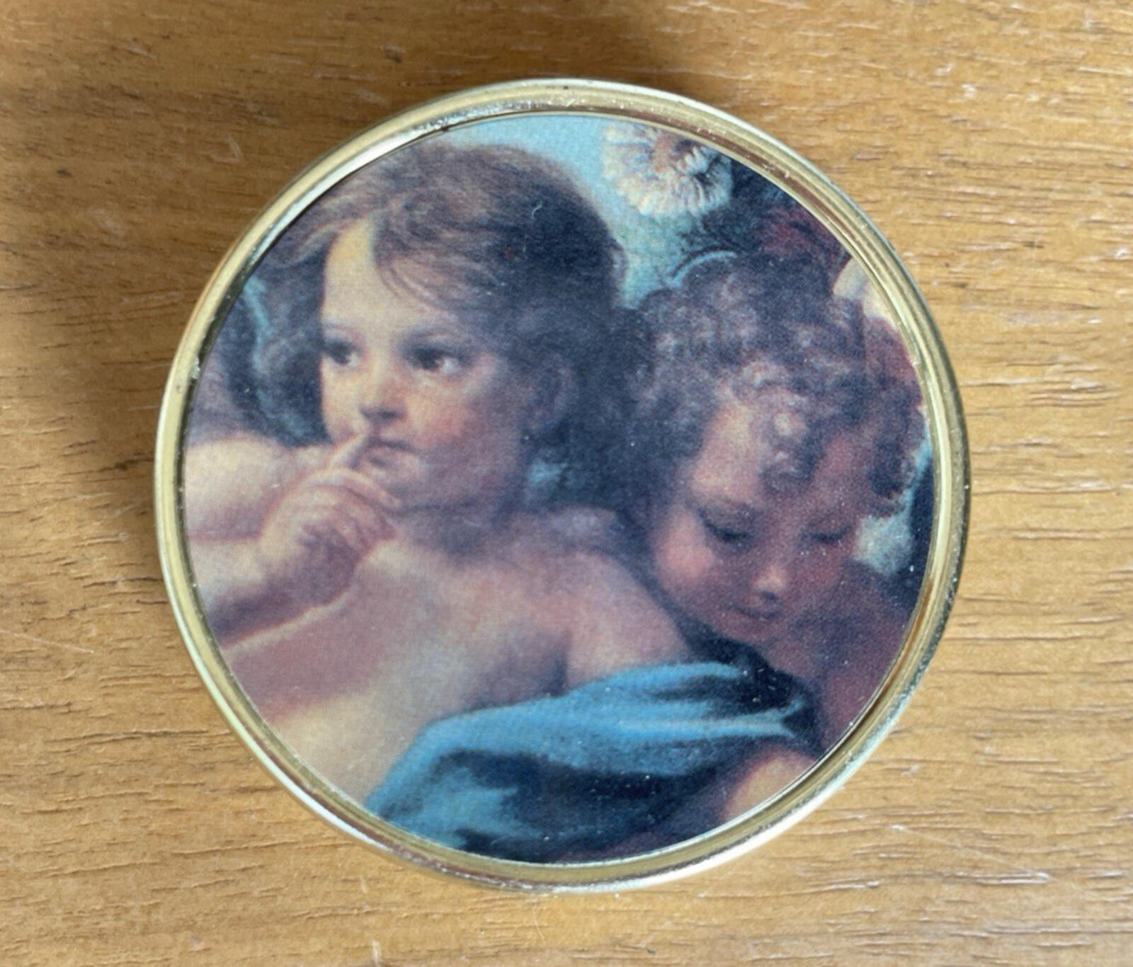 Angels Pill Box Organizer Gold Tone Cherubs Design 3 Compartments