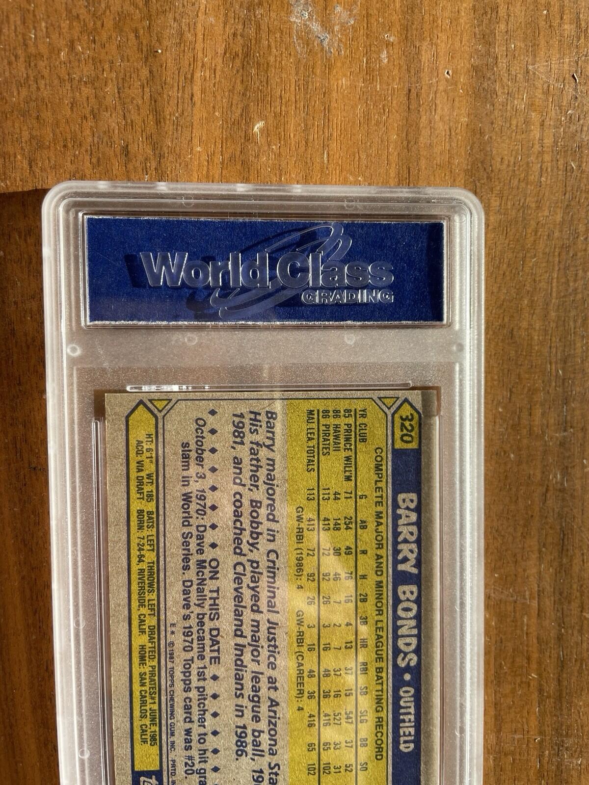 1987 Topps Barry Bonds #320 Rookie Card RC Graded Baseball Card WCG 10 GEM MINT - Image 6