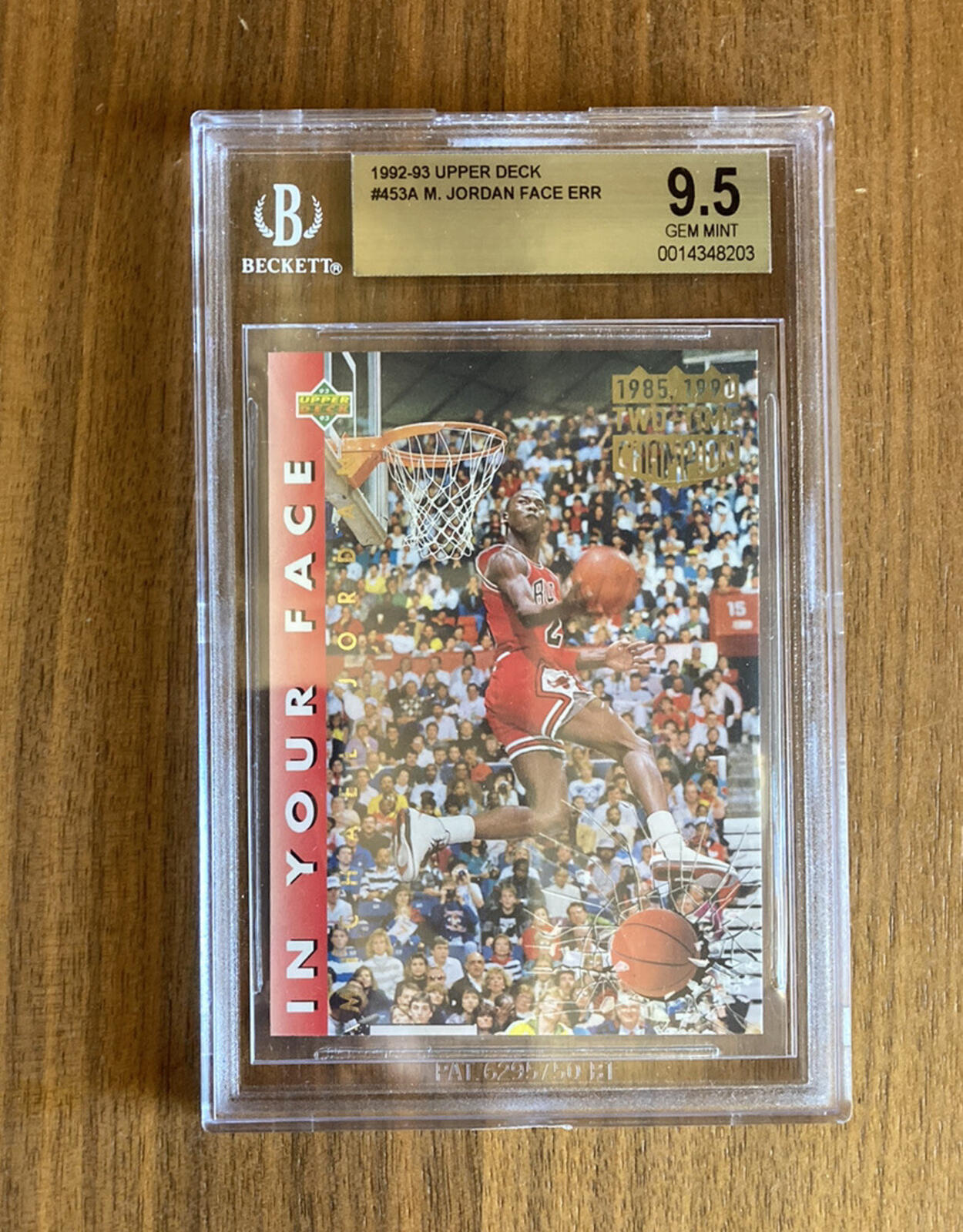 1992 UD Michael Jordan 453 In Your Face Date Error BGS 9.5 Basketball Card