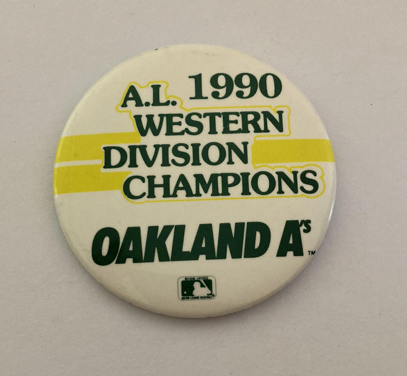 1990 A.L. Western Division Champions Oakland A's Button Pin