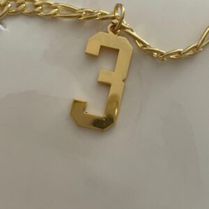 #3 Pendant Necklace Baseball Football Number Necklace Gold Tone