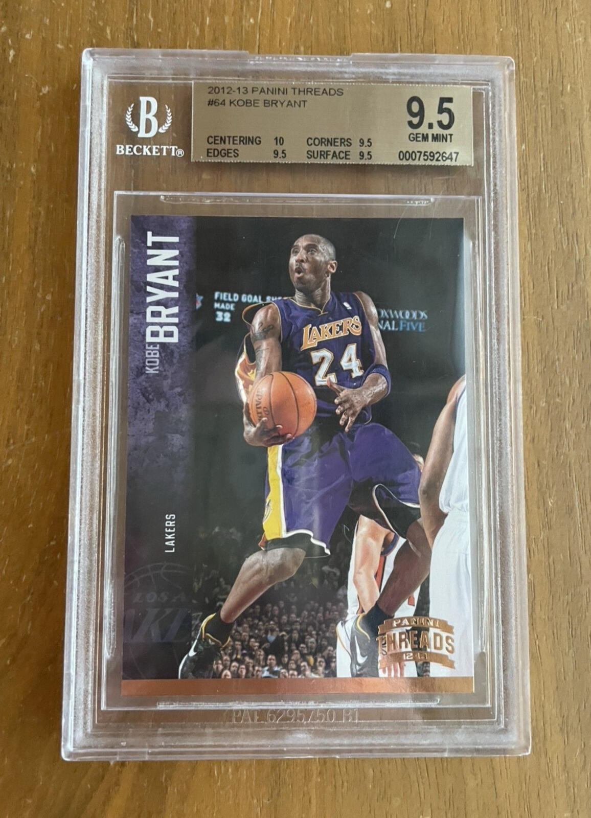 2012-13 Panini Threads Kobe Bryant #64 Lakers BGS 9.5 Gem Mint Graded Card