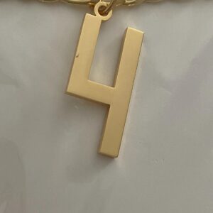 #4 Pendant Necklace Baseball Football Number Necklace Gold Tone