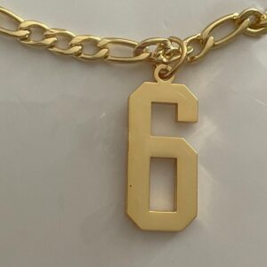 #6 Pendant Necklace Baseball Football Number Necklace Gold Tone