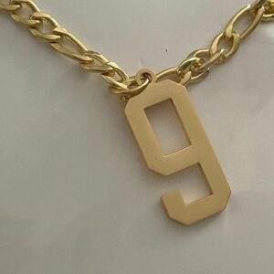 #9 Pendant Necklace Baseball Football Number Necklace Gold Tone