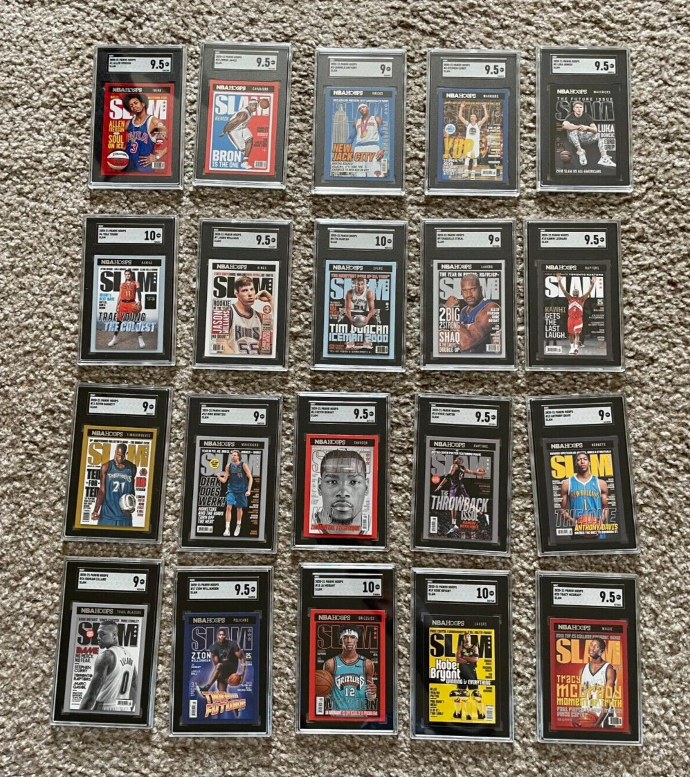 2020-2021 Panini Hoops SLAM SGC Graded Basketball Cards Complete Set Of 20