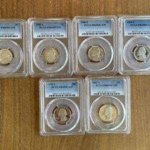 Graded Coin Lot 25 Cents/5 Cents Lot Of 6 1982 85 86 91 PCGS PR69RD DCAM Coins