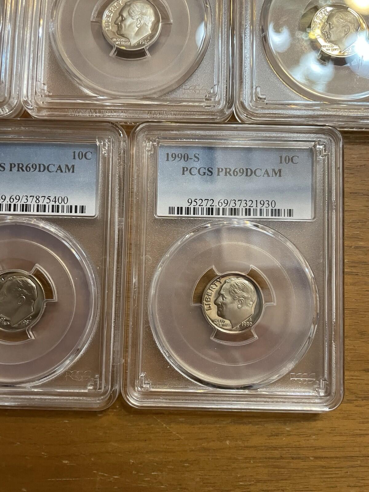 Graded Coin Lot Dimes Lot Of 5 1982 1985 86 87 1992 PCGS PR69RD DCAM Coins Set - Image 5