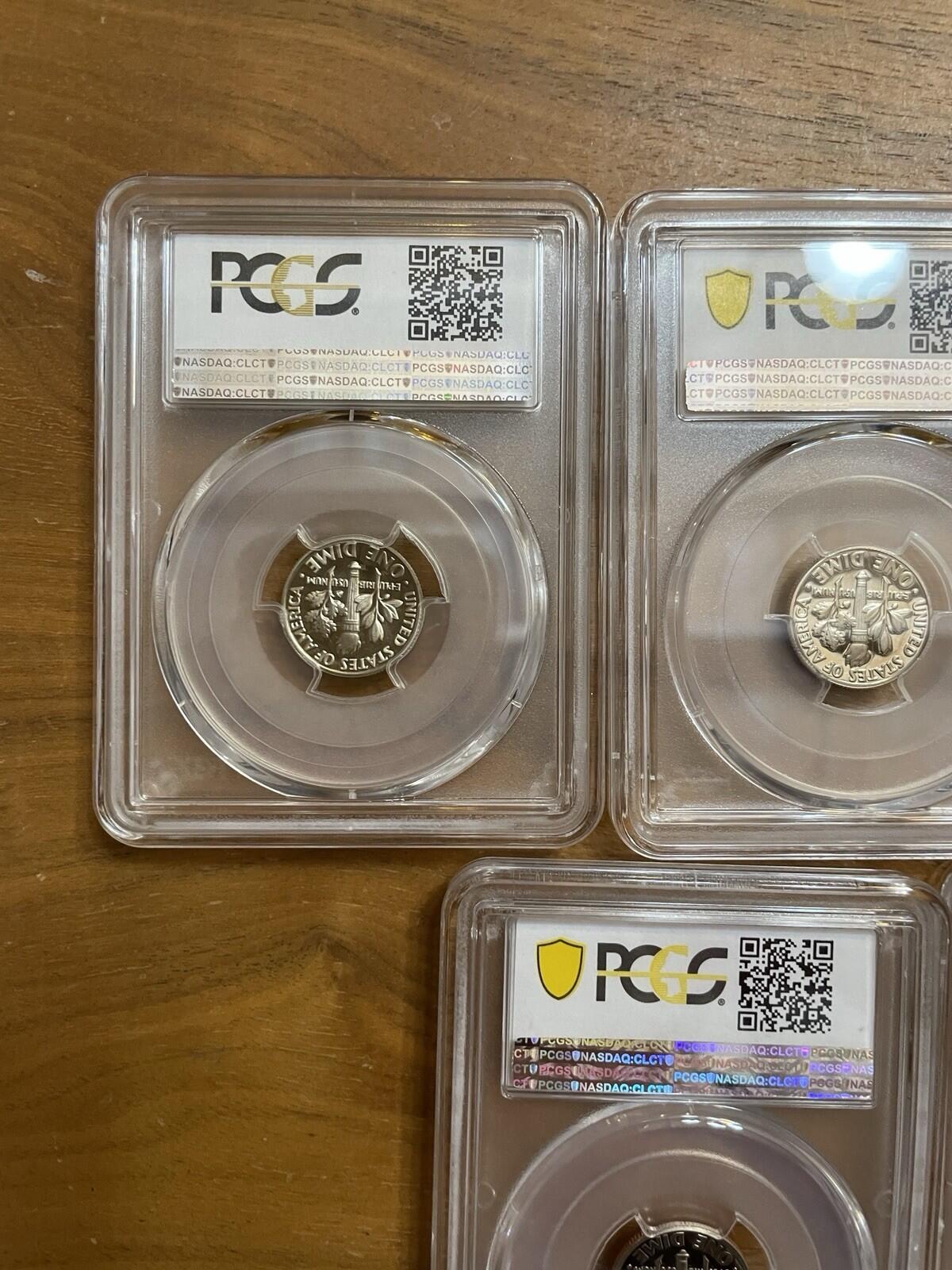 Graded Coin Lot Dimes Lot Of 5 1982 1985 86 87 1992 PCGS PR69RD DCAM Coins Set - Image 8