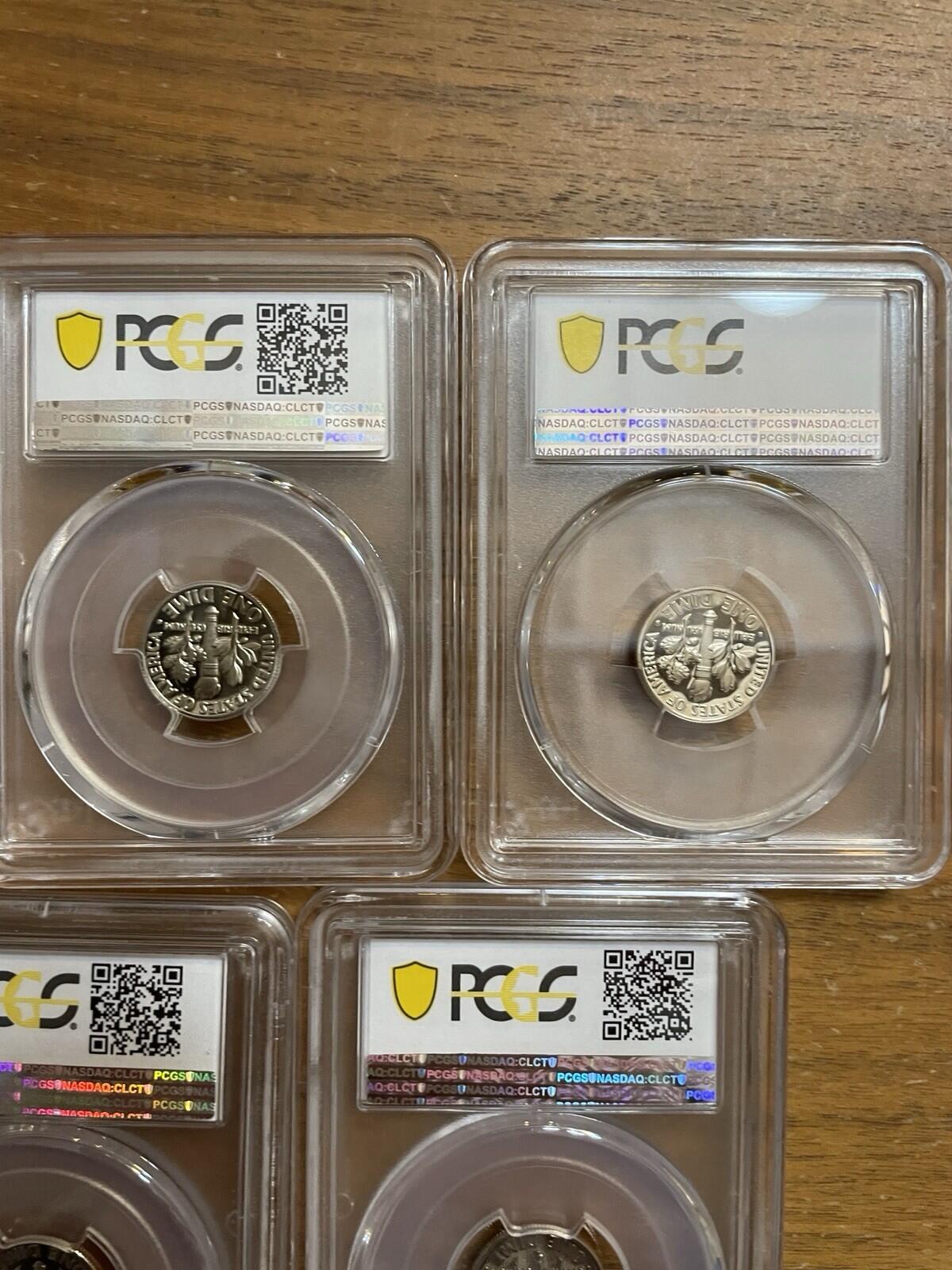 Graded Coin Lot Dimes Lot Of 5 1982 1985 86 87 1992 PCGS PR69RD DCAM Coins Set - Image 9