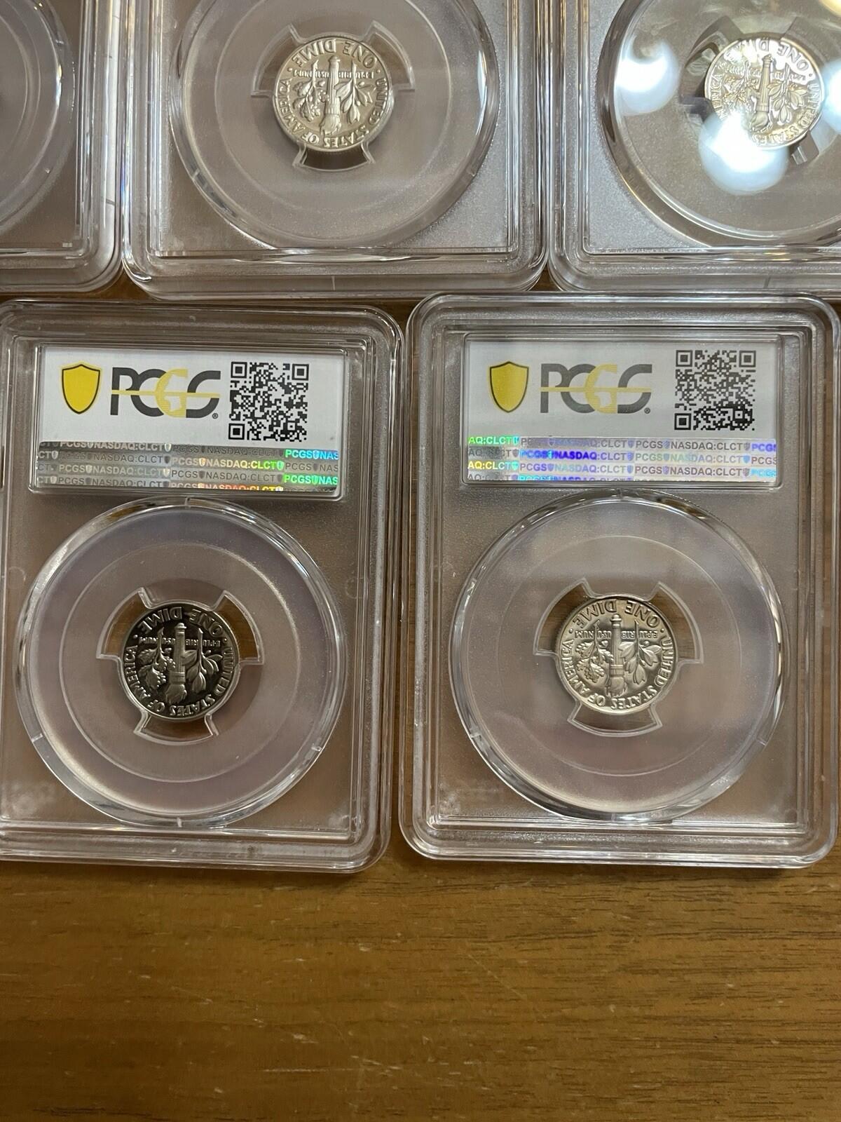 Graded Coin Lot Dimes Lot Of 5 1982 1985 86 87 1992 PCGS PR69RD DCAM Coins Set - Image 10
