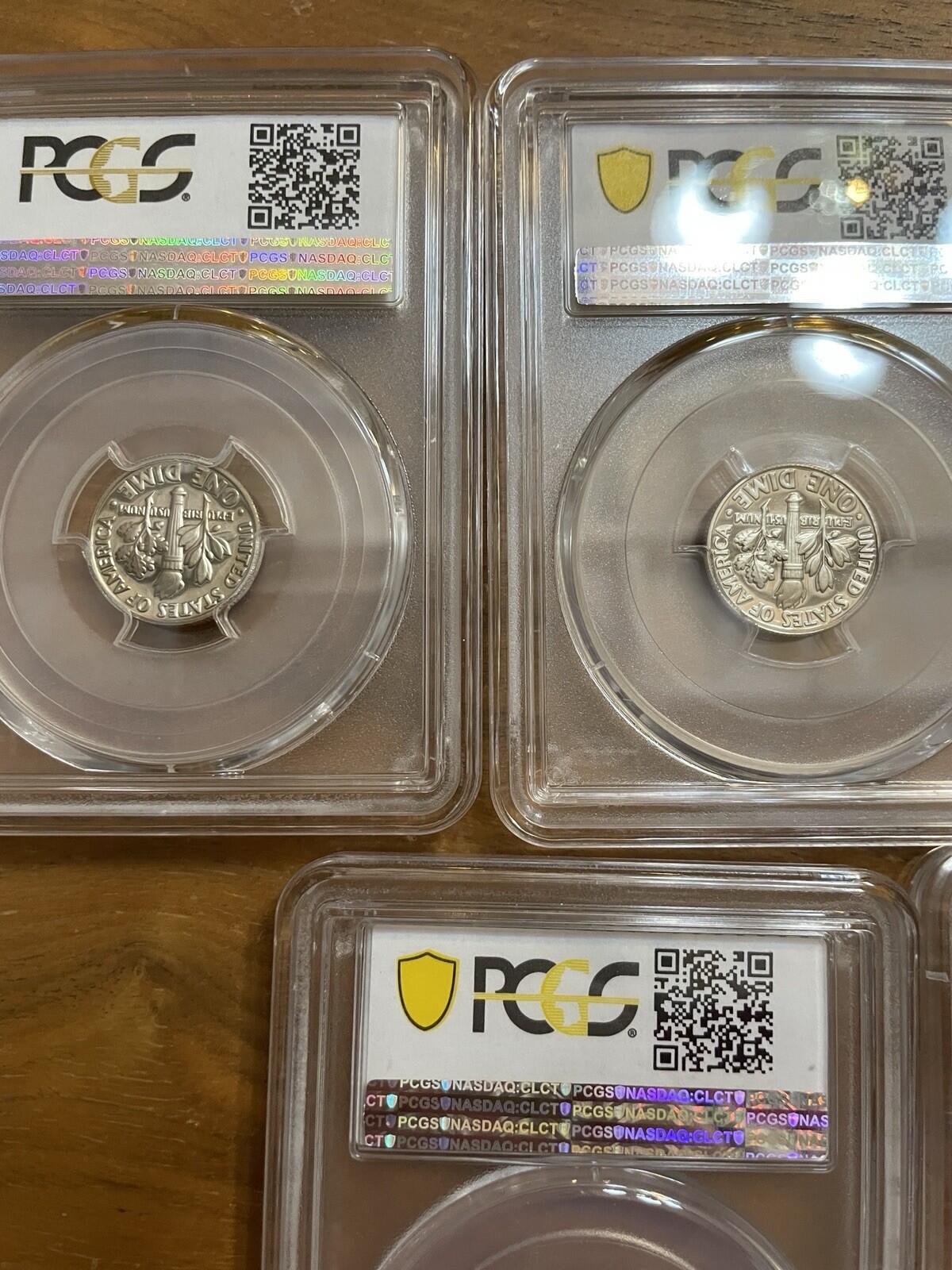 Graded Coin Lot Dimes Lot Of 5 1982 1985 86 87 1992 PCGS PR69RD DCAM Coins Set - Image 11