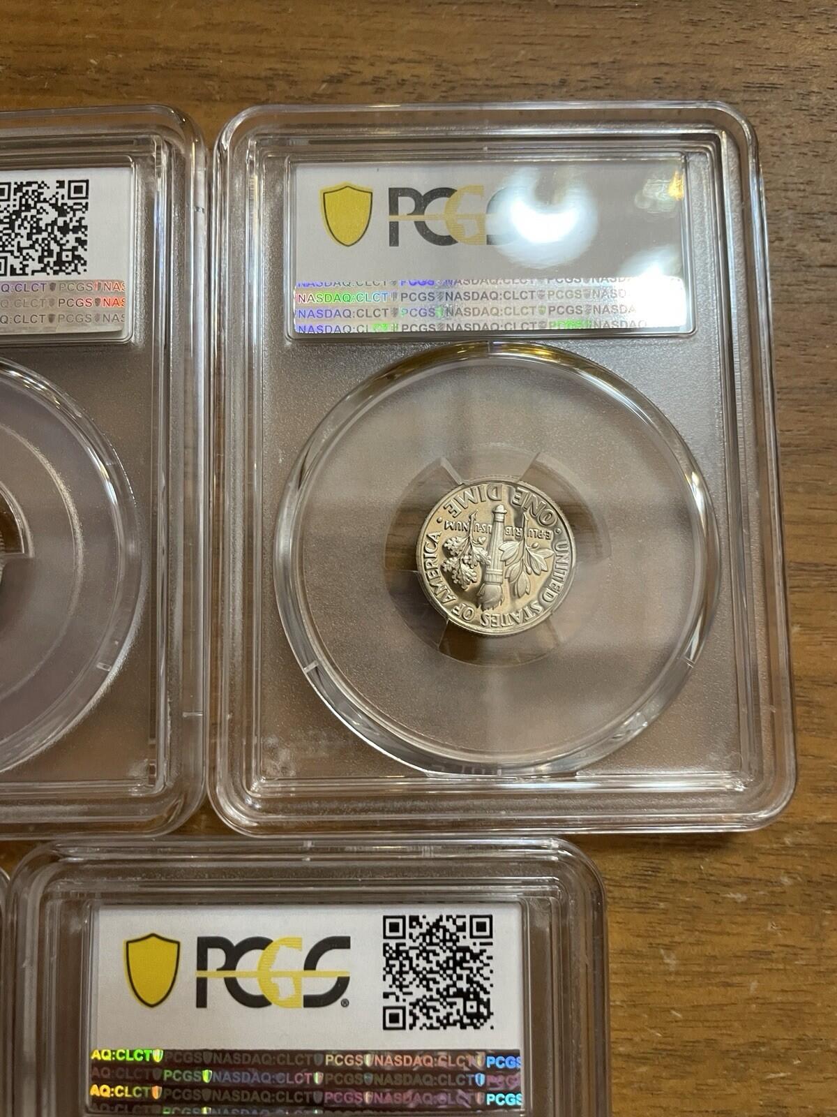 Graded Coin Lot Dimes Lot Of 5 1982 1985 86 87 1992 PCGS PR69RD DCAM Coins Set - Image 12