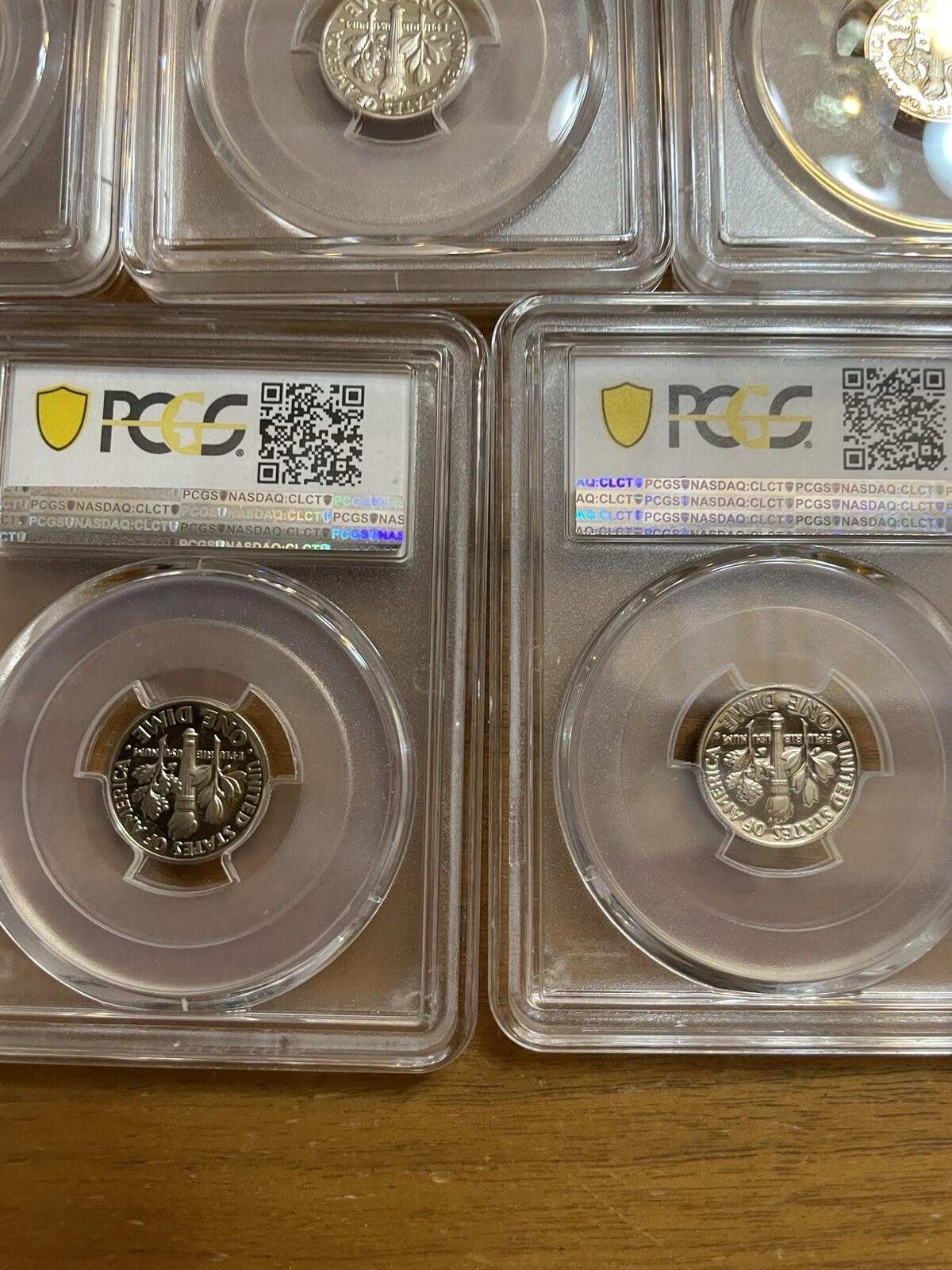 Graded Coin Lot Dimes Lot Of 5 1982 1985 86 87 1992 PCGS PR69RD DCAM Coins Set - Image 13