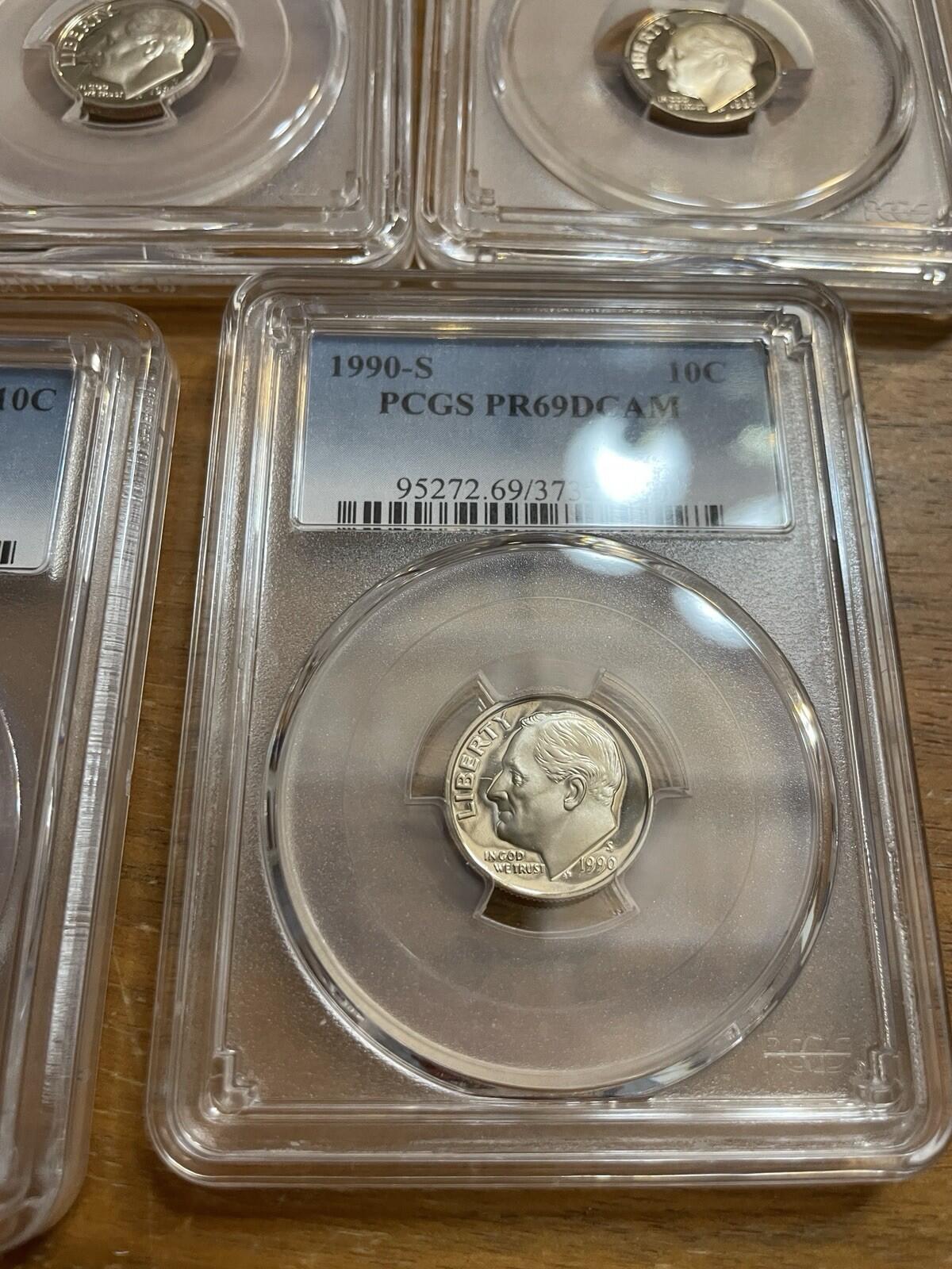 Graded Coin Lot Dimes Lot Of 5 1982 1985 86 87 1992 PCGS PR69RD DCAM Coins Set - Image 14