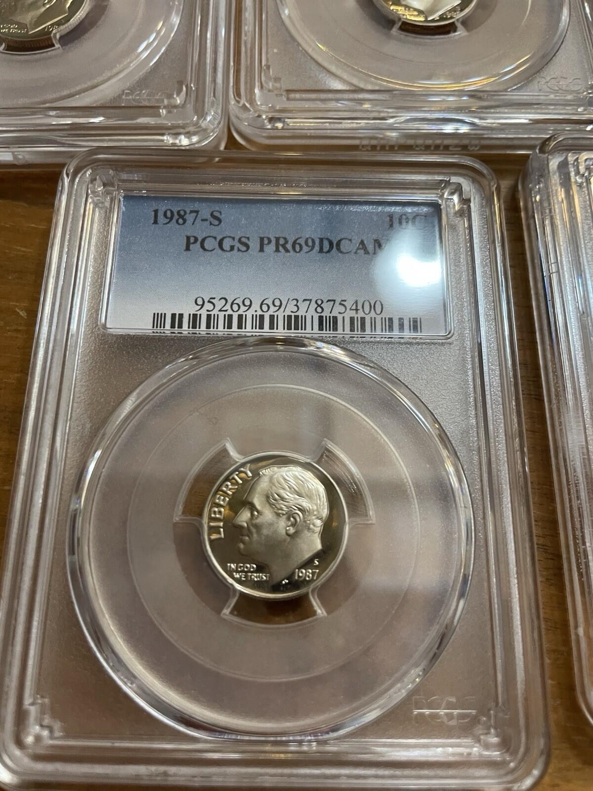 Graded Coin Lot Dimes Lot Of 5 1982 1985 86 87 1992 PCGS PR69RD DCAM Coins Set - Image 15