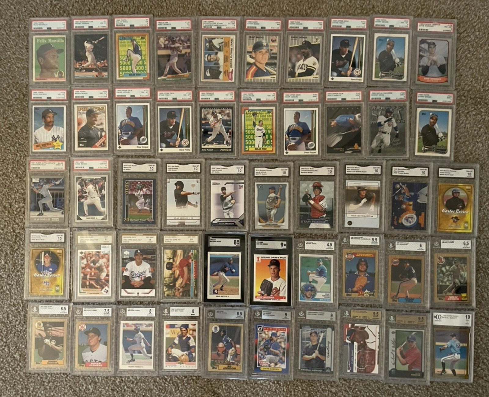 Lot Of 50 Graded Baseball Cards PSA BGS SGC GMA Grades 3 - 10 Bonds Biggio Etc