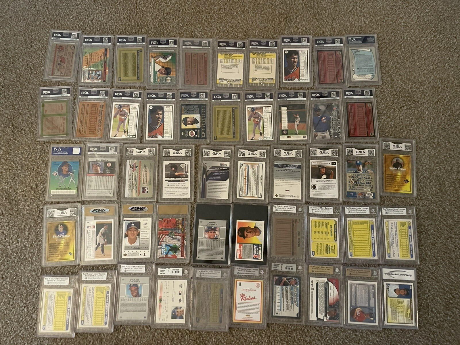Lot Of 50 Graded Baseball Cards PSA BGS SGC GMA Grades 3 - 10 Bonds Biggio Etc - Image 2