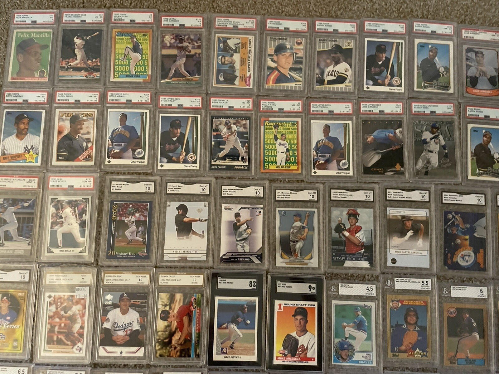 Lot Of 50 Graded Baseball Cards PSA BGS SGC GMA Grades 3 - 10 Bonds Biggio Etc - Image 3
