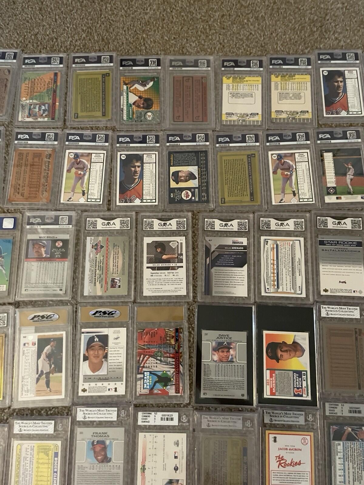 Lot Of 50 Graded Baseball Cards PSA BGS SGC GMA Grades 3 - 10 Bonds Biggio Etc - Image 4