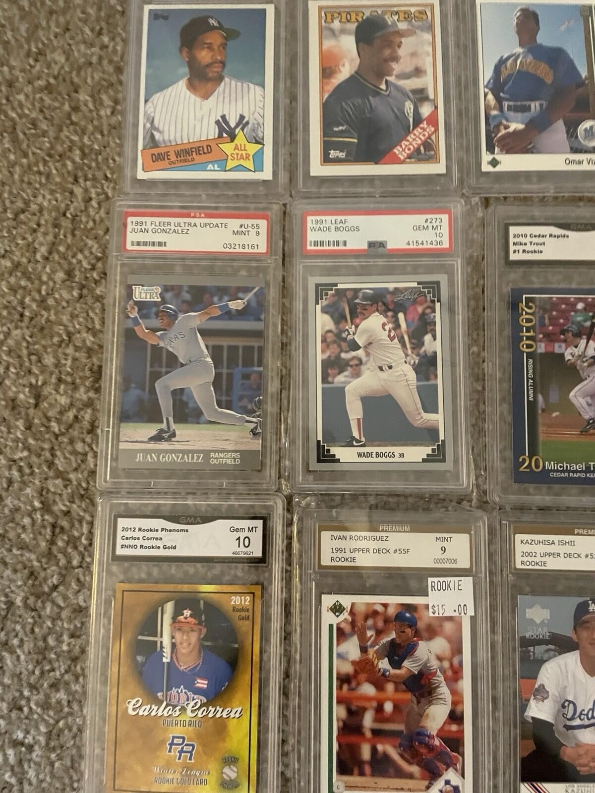 Lot Of 50 Graded Baseball Cards PSA BGS SGC GMA Grades 3 - 10 Bonds Biggio Etc - Image 6