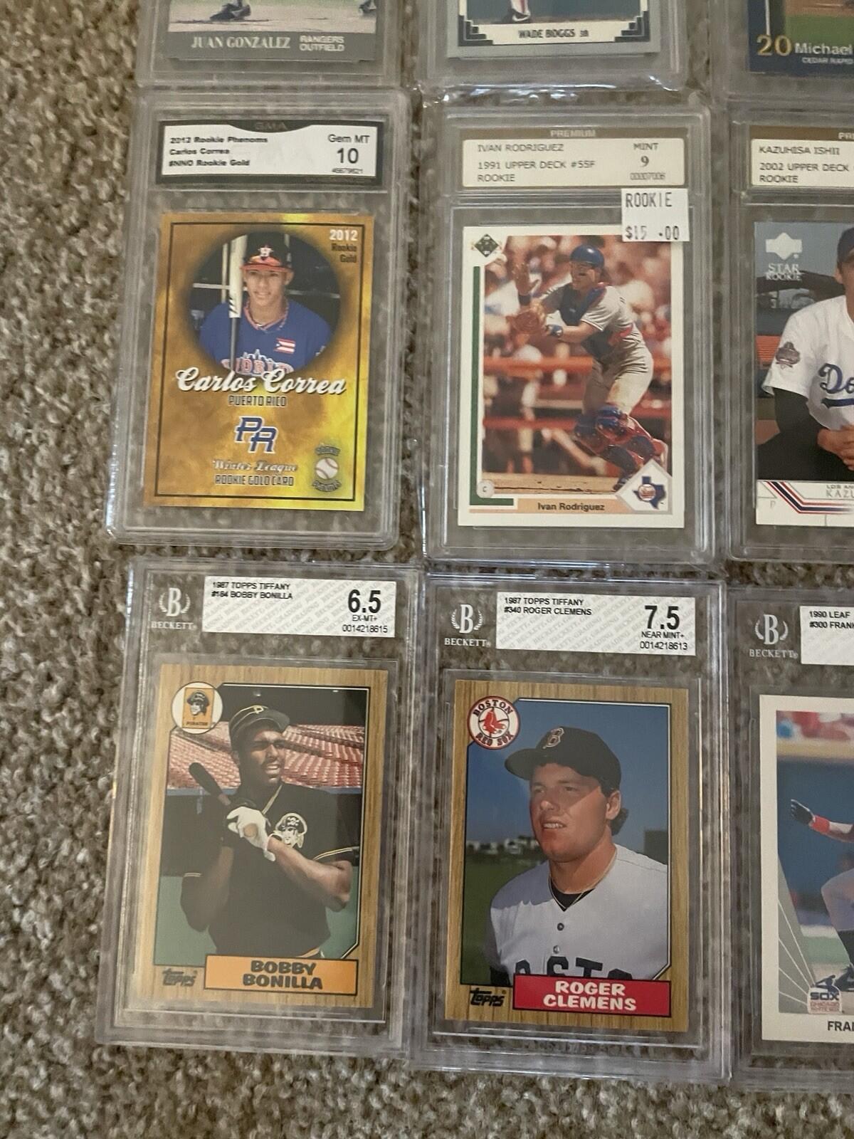 Lot Of 50 Graded Baseball Cards PSA BGS SGC GMA Grades 3 - 10 Bonds Biggio Etc - Image 7