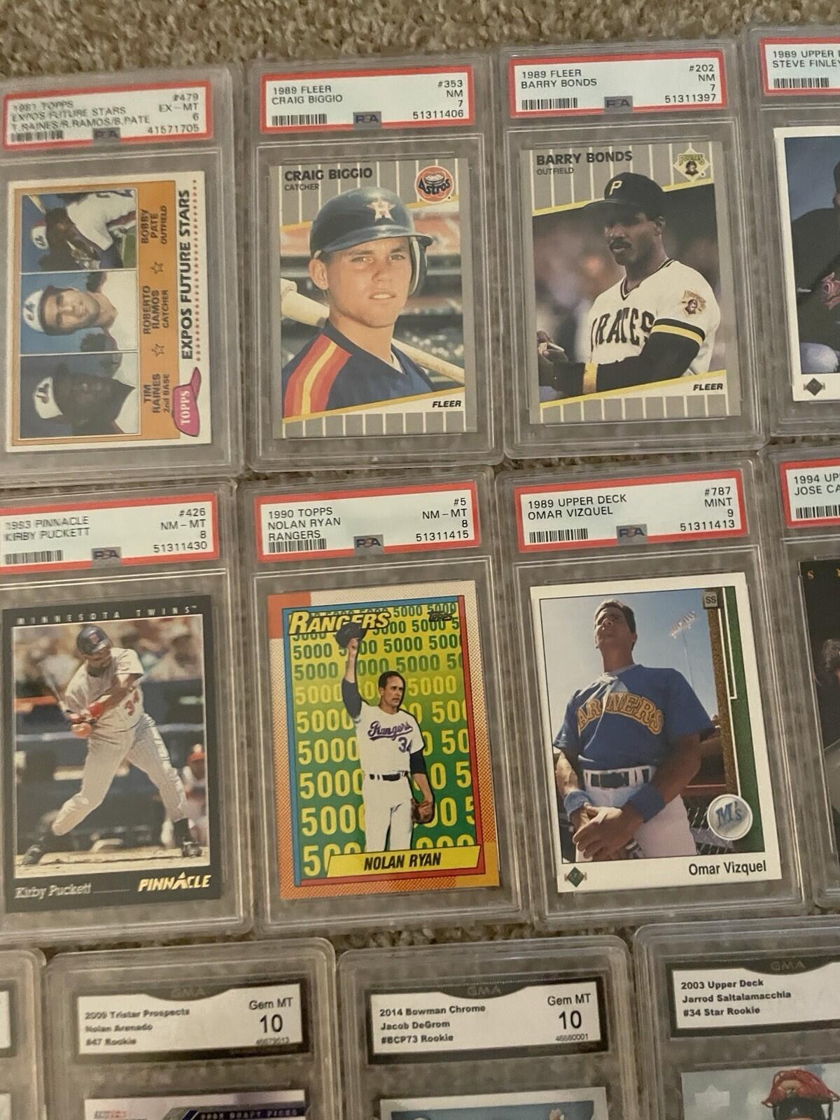 Lot Of 50 Graded Baseball Cards PSA BGS SGC GMA Grades 3 - 10 Bonds Biggio Etc - Image 13