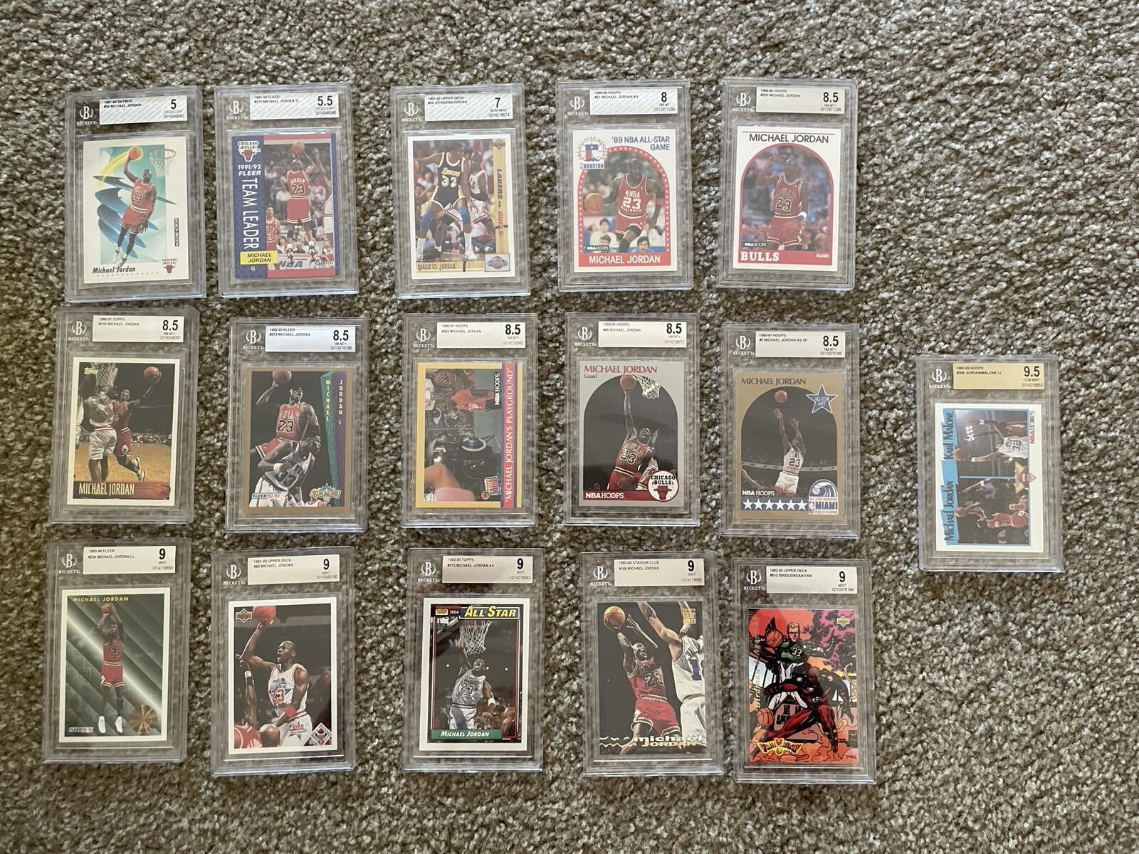 Michael Jordan BGS Graded Basketball Card Lot Of 16 Grades 5 - 9.5